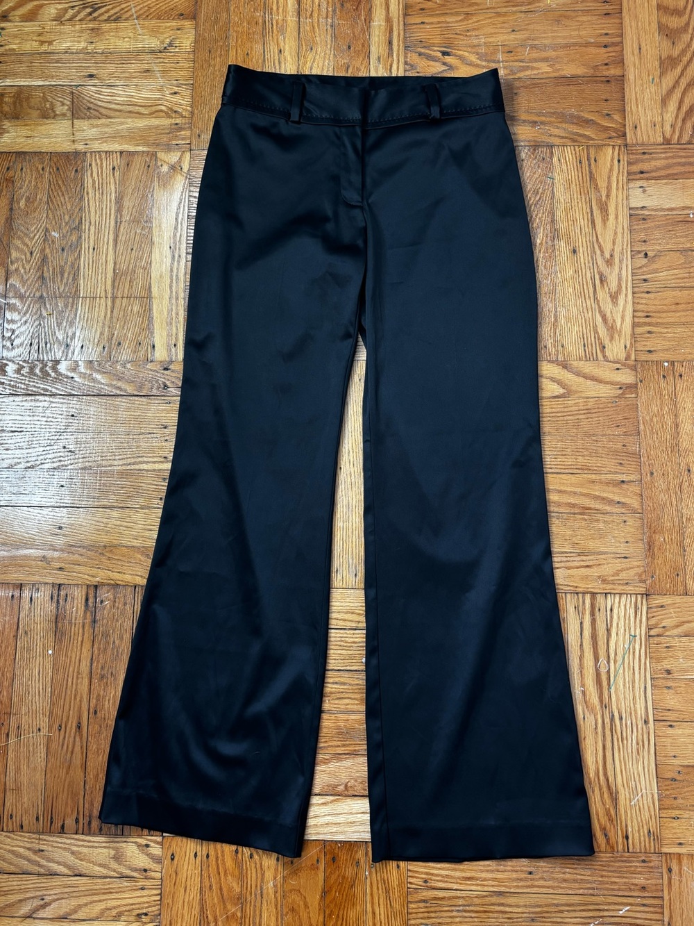 Satin Black Bootcut Dress Pants